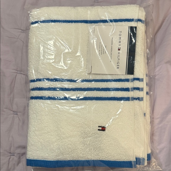 Tommy Hilfiger Other - Tommy Hilfiger White and Blue Bath Towel